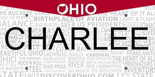CHARLEE Ohio License Plate