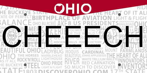 CHEEECH Ohio License Plate