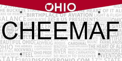 CHEEMAF Ohio License Plate