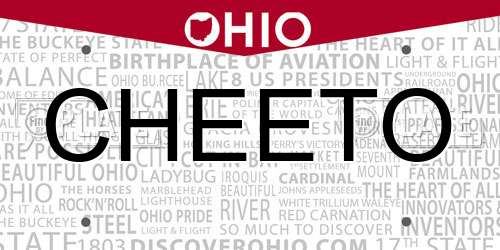 CHEETO Ohio License Plate