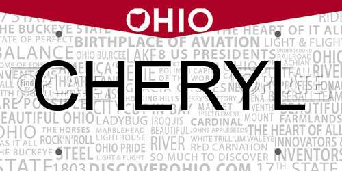 CHERYL Ohio License Plate