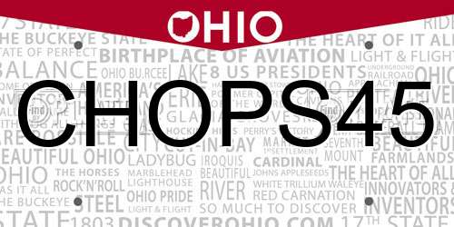CHOPS45 Ohio License Plate