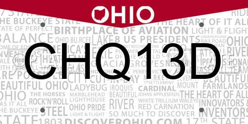 CHQ13D Ohio License Plate