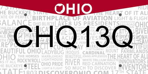 CHQ13Q Ohio License Plate