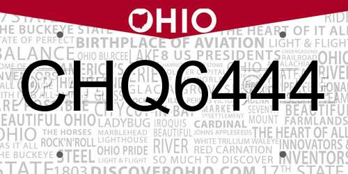 CHQ6444 Ohio License Plate