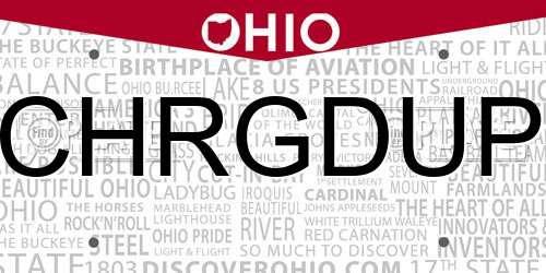 CHRGDUP Ohio License Plate