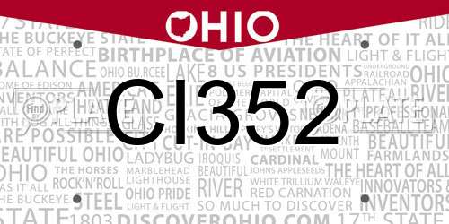 CI352 Ohio License Plate