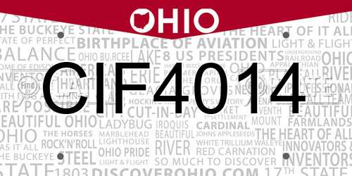 CIF4014 Ohio License Plate