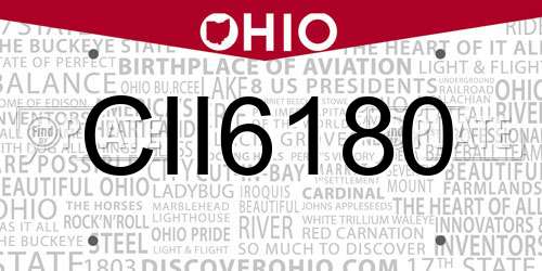 CII6180 Ohio License Plate