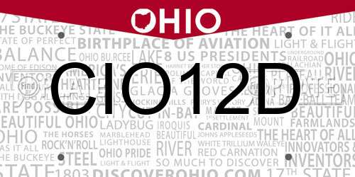 CIO12D Ohio License Plate