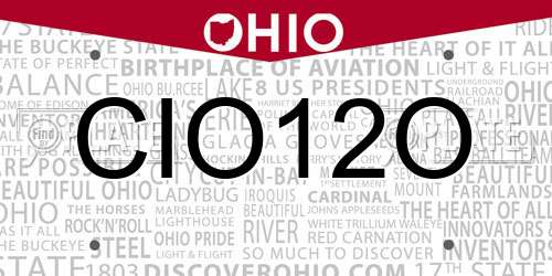 CIO12O Ohio License Plate
