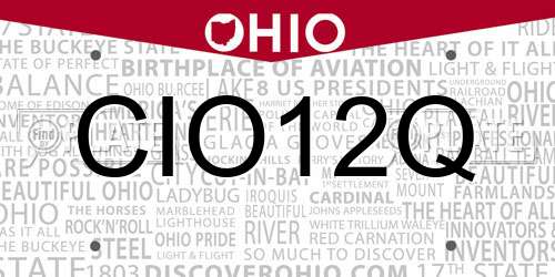 CIO12Q Ohio License Plate