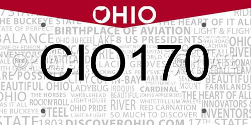 CIO170 Ohio License Plate