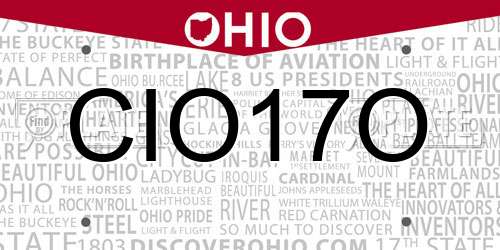 CIO17O Ohio License Plate