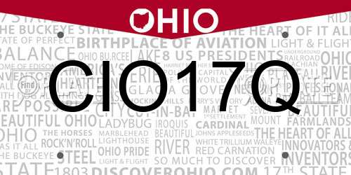 CIO17Q Ohio License Plate
