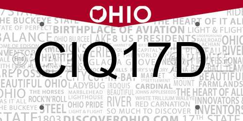 CIQ17D Ohio License Plate