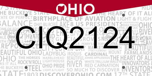 CIQ2124 Ohio License Plate