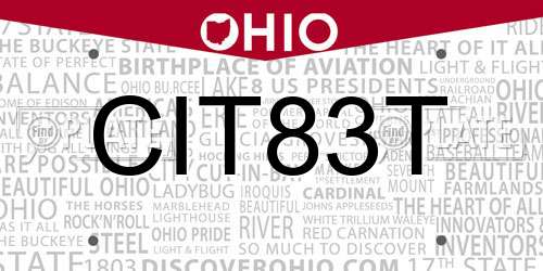 CIT83T Ohio License Plate