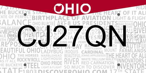 CJ27QN Ohio License Plate
