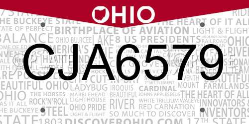 CJA6579 Ohio License Plate