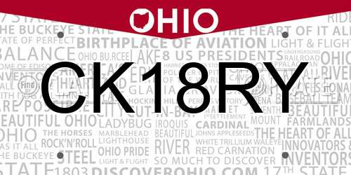 CK18RY Ohio License Plate
