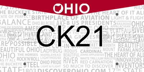 CK21 Ohio License Plate