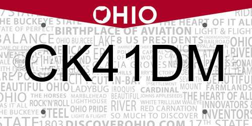 CK41DM Ohio License Plate