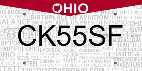 CK55SF Ohio License Plate