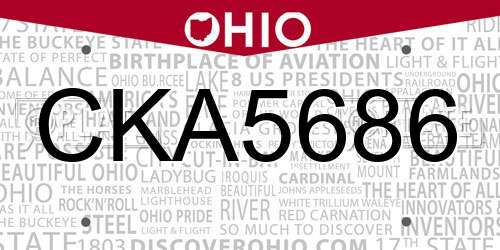 CKA5686 Ohio License Plate