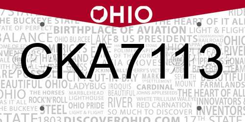CKA7113 Ohio License Plate