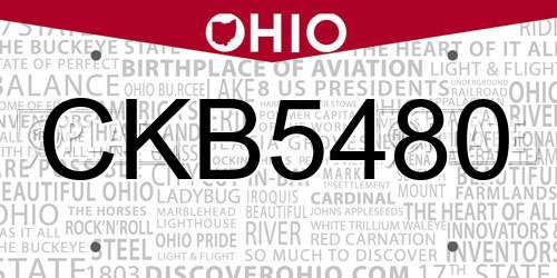 CKB5480 Ohio License Plate