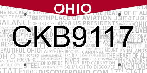 CKB9117 Ohio License Plate