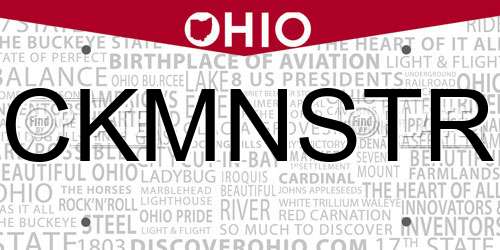 CKMNSTR Ohio License Plate