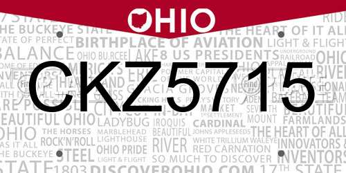 CKZ5715 Ohio License Plate