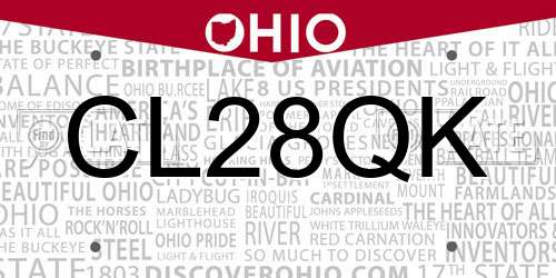CL28QK Ohio License Plate