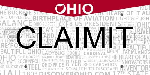 CLAIMIT Ohio License Plate