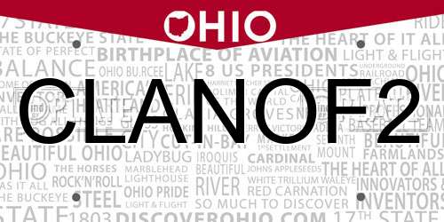 CLANOF2 Ohio License Plate