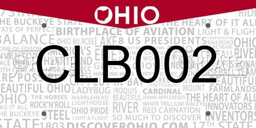 CLB002 Ohio License Plate