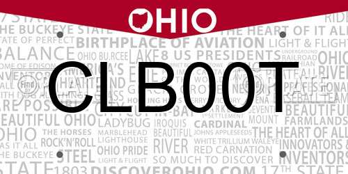 CLB00T Ohio License Plate