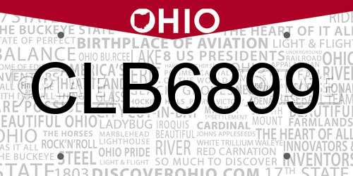 CLB6899 Ohio License Plate
