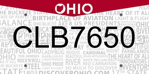 CLB7650 Ohio License Plate