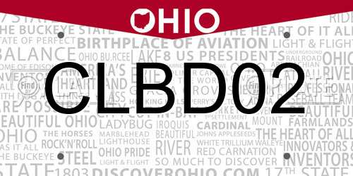 CLBD02 Ohio License Plate