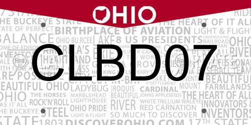 CLBD07 Ohio License Plate