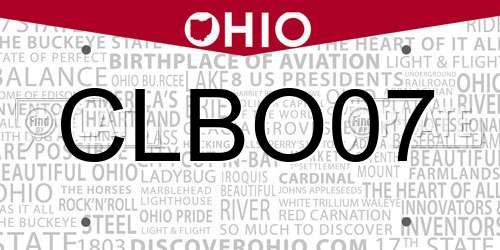 CLBO07 Ohio License Plate