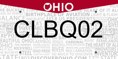CLBQ02 Ohio License Plate
