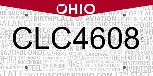 CLC4608 Ohio License Plate