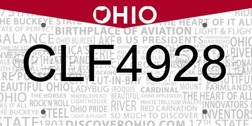 CLF4928 Ohio License Plate