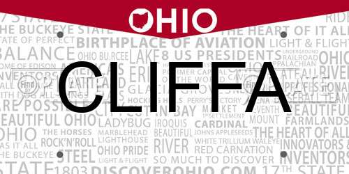 CLIFFA Ohio License Plate