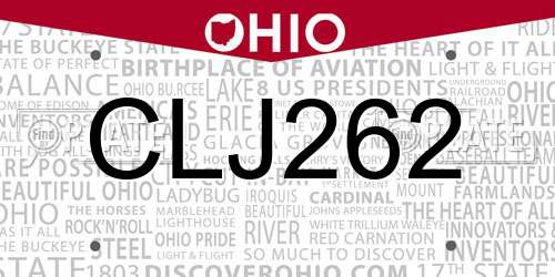 CLJ262 Ohio License Plate