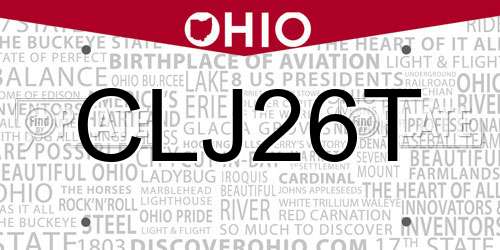 CLJ26T Ohio License Plate